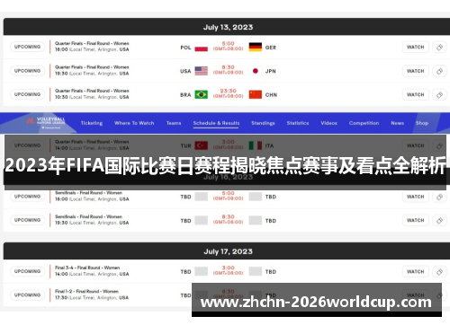 2023年FIFA国际比赛日赛程揭晓焦点赛事及看点全解析